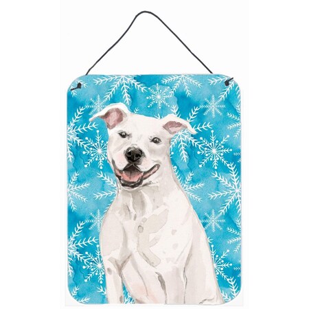 Carolines Treasures White Staffie Bull Terrier Winter Wall or Door Hanging Prints BB9431DS1216